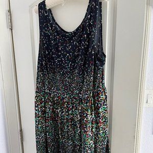 eShakti navy pattern a line dress stretchy 24W